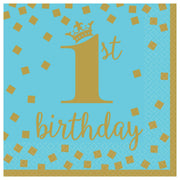 Amscan Party Supplies 1st Birthday Boy Gold Large Napkins (16 count)