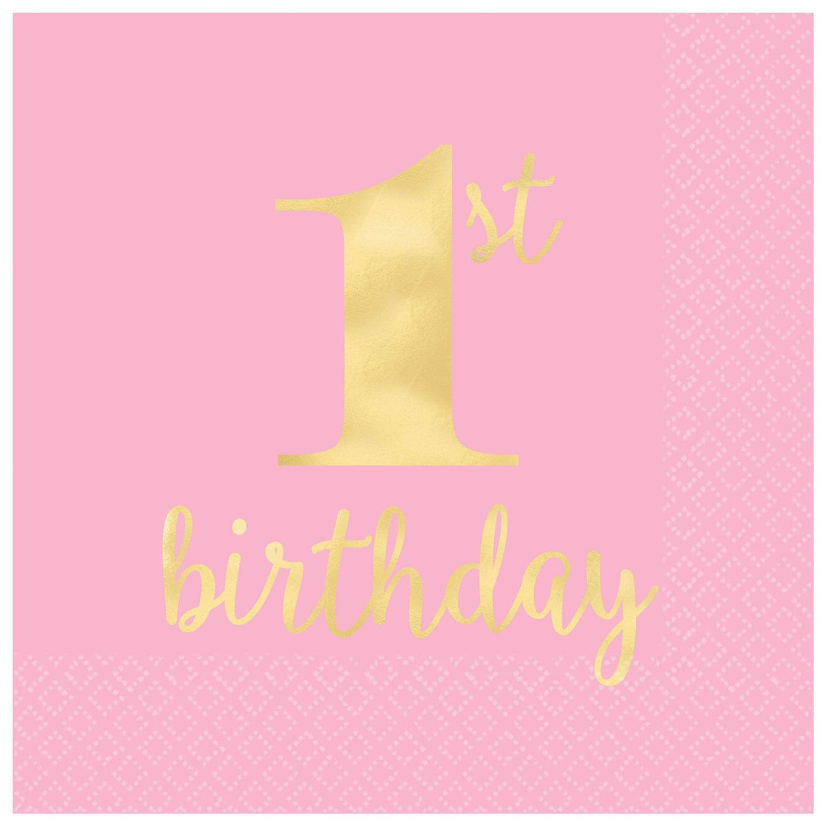 Amscan Party Supplies 1st Birthday Pink Hot Stamped Luncheon Napkins (16 count)