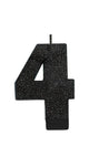 Number 4 Black Glitter Candle