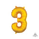 Number 3 - Anagram - Gold (air-fill Only) 16″ Balloon