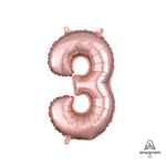 Number 3 - Anagram - Rose Gold (air-fill Only) 16″ Balloon