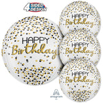 Black Silver Gold Birthday Orbz 16″ Balloon