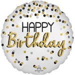 Black Silver Gold Birthday 18″ Balloon