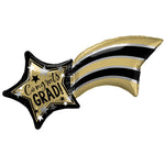 Gold, Silver, & Black Grad Shooting Star 27″ Balloon