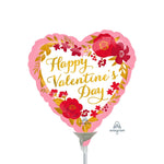 Happy Valentine's Day Floral Wreath Mini Shape (air-fill Only) 9″ Balloon