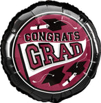 Anagram Congrats Grad Black & Burgundy 18″