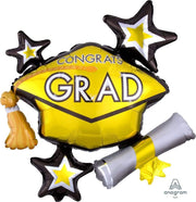 Anagram Congrats Grad Yellow 31″ Cluster Balloon