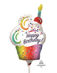 14" Birthday Rainbow Ombre Cupcake (10ct) - Anagram