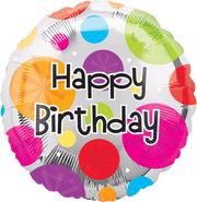Anagram Mylar & Foil 18" B-day Colorful Dots Foil Balloons