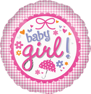 Anagram Mylar & Foil 18" Baby Girl Gingham Foil Balloons