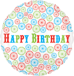 Anagram Mylar & Foil 18" Flower Pattern Happy Birthday Foil Balloons