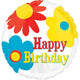 18" Spring Fling Happy Birthday Foil Balloons