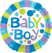 Anagram Mylar & Foil Baby Boy Dots & Stripes 18″ Foil Balloon