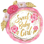 Anagram Mylar & Foil Baby Girl Floral Geo 36″ Balloon