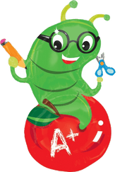 Anagram Mylar & Foil Back to School Giant 33" Worm Apple Balloon