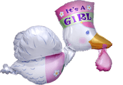 Anagram Mylar & Foil Bundle of Joy Stork - It's A Girl 32" Mylar Foil Balloon