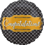 Anagram Mylar & Foil Congratulations Gold Black 18″ Balloon