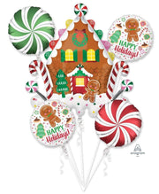 Anagram Mylar & Foil Gingerbread House & Holiday Cookies Balloon Bouquet