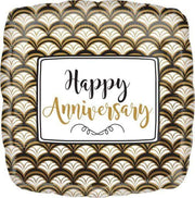 Anagram Mylar & Foil Happy Anniversary Gold Scallop 18″ Balloon