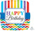 Anagram Mylar & Foil HBD Bright Stripe & Chevron 28" Jumbo Balloon