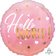 Anagram Mylar & Foil Hello World! Pink Baby Girl 18″ Balloon