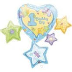 Anagram Mylar & Foil Hugs & Stitches First Birthday Boy 33″ Balloon Cluster