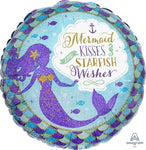 Anagram Mylar & Foil Mermaid Wishes & Starfish Kisses 18″ Holographic Balloon