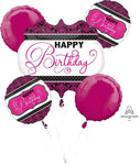 Anagram Mylar & Foil Pink, Black & White Birthday Balloon Bouquet