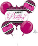 Pink, Black & White Birthday Balloon Bouquet
