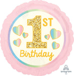 Anagram Mylar & Foil Pink & Gold 1st Birthday 18″ Balloon