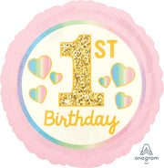 Anagram Mylar & Foil Pink & Gold 1st Birthday 18″ Balloon