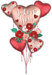 Anagram Mylar & Foil Satin Heart with Flowers Balloon Bouquet