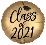 Anagram Mylar & Foil Satin Infused Class of 2021 Gold 18" Round Balloon