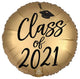 Satin Infused Class of 2021 Gold 18" Round Balloon