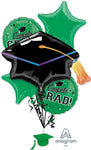 Anagram Mylar & Foil School Colors Pride - Green Balloon Bouquet