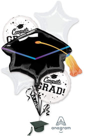 Anagram Mylar & Foil School Colors Pride - White Balloon Bouquet