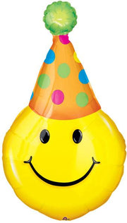 Smiley Emoji with Party Hat 39" Balloon