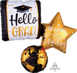 Anagram Mylar & Foil The World is Waiting Grad 34" Mylar Foil Balloon