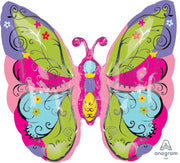 Whimsical Garden Butterfly 25" Mylar Foil Balloon