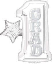 Anagram Mylar & Foil White 28" Giant Number 1 Grad Graduation Balloon