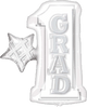 White 28" Giant Number 1 Grad Graduation Balloon