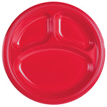 Apple Red Divided Plastic Plates 10″ by Amscan from Instaballoons