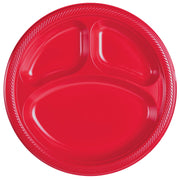 Apple Red Divided Plastic Plates 10″ by Amscan from Instaballoons