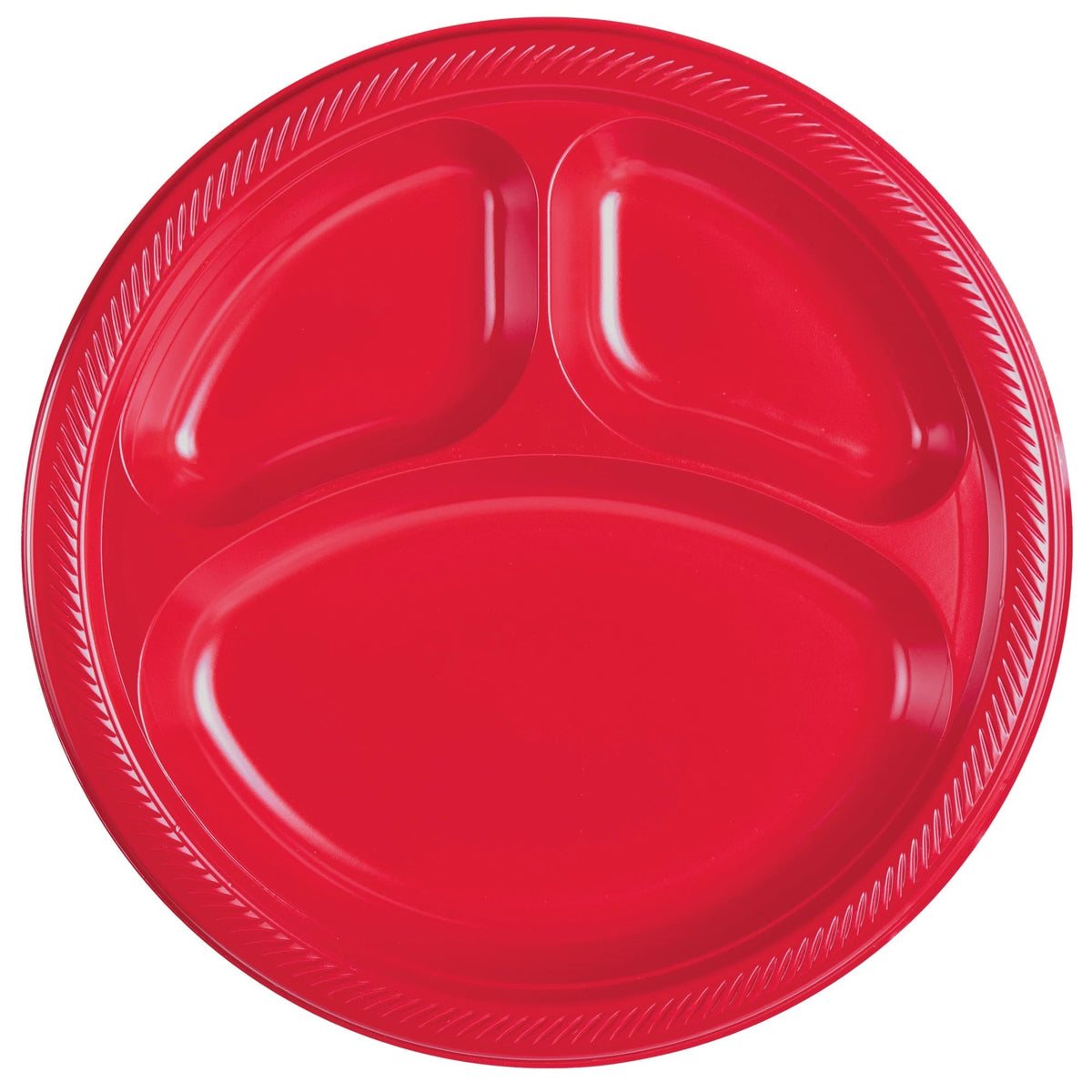 Apple Red Divided Plastic Plates 10″ by Amscan from Instaballoons