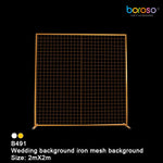 B491 Gold Squared Grid Background Frame -  Borosino