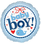 Baby Boy Whale Gingham 18″ by Anagram from Instaballoons