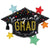 Colorful Stars Grad Hat 40″ Balloon