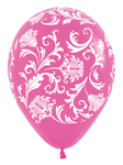 Betallic Latex Deluxe Fuchsia Damask 11″ Latex Balloons (50 count)