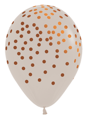 Betallic Latex Deluxe White Sand w/ Copper Confetti Print 11″ Latex Balloons (50 count)