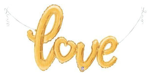 47" Gold Air-Filled Love Script Shape Foil Balloons